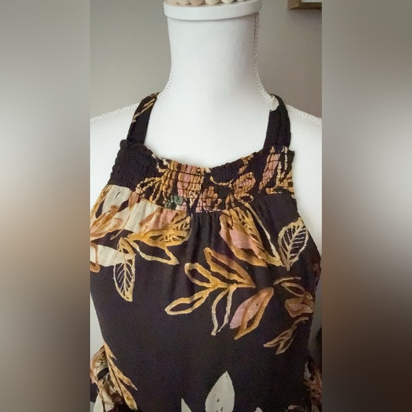 FREE PEOPLE ANITA PRINTED MAXI DRESS Tiered Leaf Print - Picture 3 of 10